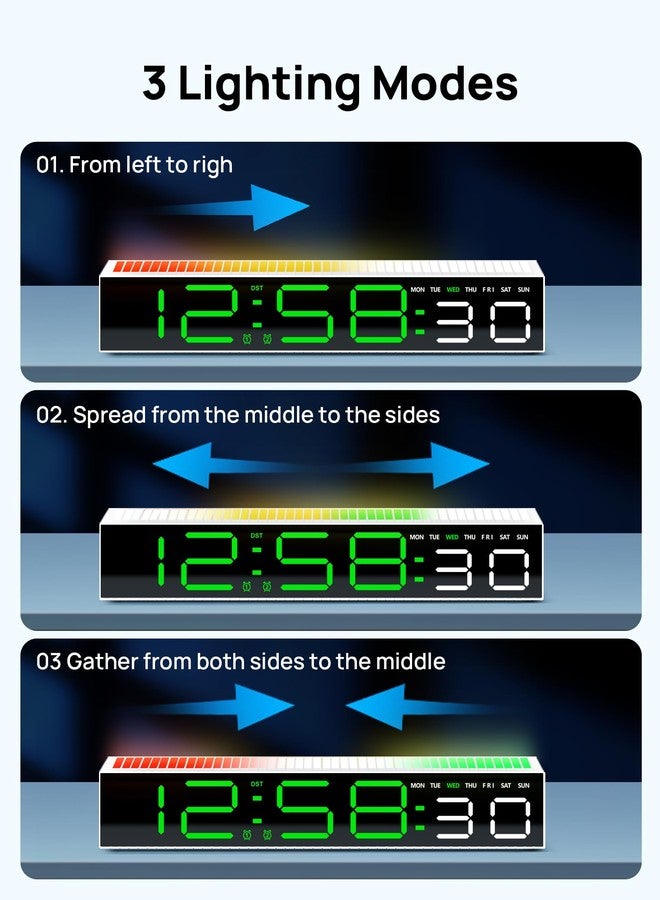 MASHI Digital Alarm Clock, Digital Clock for Bedrooms with 10 Color Changing Night Light，DST, Adjustable Brightness,Dynamic Music Sync for Bedside, Gaming PC & TV Backlight Strips Decoration(Green) - Image 3